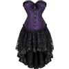 Hengzhifeng Corsetto con Gonna Donna Goth Bustino Corsetti Halloween (EUR 32-34,Nero Viola)
