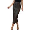 Generic Maxi gonne da donna UK nero - Gonna a matita da donna lunga UK - Maxi gonne estive in pelle nera Gonna casual Gonna lunga Taglia 12 Gonna a matita Midi Maxiskirt Vestiti estivi