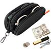 Generic Custodia per occhiali a 2 tasche, custodia per occhiali doppia | Custodia per occhiali con clip portachiavi, organizer portatile con chiusura a cerniera, accessori per occhiali, custodia per occhiali