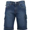 JRC 992780 Houston Pantalone Corto Unisex Uomo Donna Multitasche in Jeans Elasticizzato Tessuto Prelavato Tasche Blu Indigo (M)