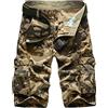 Kobilee Pantaloni Cargo Uomo Vintage Larghi Elastico Pantaloncini da Lavoro con Tasche Leggeri Corti Cargo Sportivi Cotone Bermuda Estivi Palestra Pantaloni Corti Shorts Slim Militari