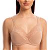 MELENECA Donna Reggiseno Pizzo Minimizer Taglie Forti Cinghie Imbottite Coppa Piena con Ferretto Cappuccino 4B