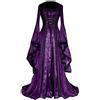 KHIRVWL Abito Regency da Donna Abito Medievale Vittoriano retrò Abito Lungo con Maniche a Campana con Cintura a Vita Alta Abito da Sera Elegante Stile Palazzo Gli Abiti da Cocktail