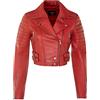 Infinity Leather Giacca Corta Rossa da Donna in VERA PELLE da Motociclista Chic Gotica 5XL