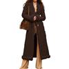 Generic Cappotti Invernali Lunghi per le Donne in Ecopelle Pelle Scamosciata Tosatura Giacca Fuzzy Sherpa Foderato Trench Cappotto Business Cappotto Casual