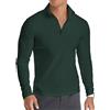 KUYIGO Polo a Manica Lunga da Uomo 1/4 Cerniera Tinta Unita Casual Slim Fit Collo a Lupetto Camicie di Cotone dal Design di Base XL Verde Scuro