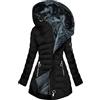 Generic Giacche invernali da donna, impermeabile, lungo, con cappuccio in pelliccia, giacca a vento da donna, foderata in pile, per taglie forti, per sci, uscite e taglie forti, B-nero, L