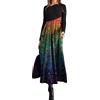 Kobilee Abito Donna Autunnale Lungo Elegante Abiti Manica Lunga Vintage Casual Vestito Taglie Forti Curvy Invernale Vestiti Fiori Sexy