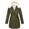 CMTOP Giacca Invernale Donna Foderati in Pile Caldo Medio Lungo Cappotto Impermeabile Antivento Giubbotto Slim Fit Casual Parka Elegante Classico Giaccone con Cappuccio, Zip Tasche(Verde Militare,XXL)