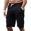 Tolaler Pantaloncini Cargo Uomo Estivi Pantaloni Corti Casual Coulisse Bermuda Shorts Vita Elasticizzata con Tasche