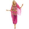 TiaoBug 4 PCS Vestito da Danza del Ventre per Donna Abito da Ballo Indiano Costume Indiana Arabo Principessa Cosplay Halloween con Paillettes Dancewear Rosa Rosso Taglia Unica