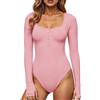 GJY Body da donna, chiusura a bottoni automatici, scollo rotondo, maniche lunghe, tuta casual dal taglio slim, camicie top, XL