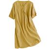 FTCayanz Donna Vestiti Estivi Scollo V Manica Corta Sciolto Casual Vestito Dress in Lino