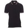 PAYPER Italia Polo Unisex a Manica Corta 100% Cotone Collo Profilo Tricolore Spacchetti Laterali Nero (5XL)