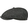 Stetson Hatteras Classic Wool Coppola Schiebermütze da uomo Flatcap con fodera in cotone motivo a spina di pesce Ballonmütze autunno inverno, grigio/nero, 57
