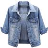 dPois Giacche di Jeans da Donna con Tasche a Maniche 3/4 Giacca in Denim Azzurro M