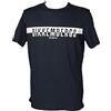 Dirk Bikkembergs T-Shirt Uomo Bikkembergs Maglietta Manica Corta Girocollo Stampata Puro Cotone Articolo BKK2MTS03 Series Half Logo, Navy, L