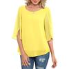 Neineiwu Camicetta da donna in chiffon, tunica casual, girocollo, maniche 3/4, maglietta in mesh, vestibilità ampia, giallo chiaro, M