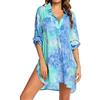 TBSCWYF Abito da Spiaggia Donna Copricostume Donna Mare Copri Bikini Donna Camicia Abito Donna Cover up Maniche 3/4 Copricostume Elegante Casual Costume da Bagno Camicetta Scollo a V