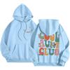 Generic Felpe con cappuccio casual da donna Workou Girocollo Western Felpa con cappuccio autunno alla moda a maniche lunghe con cappuccio Top Carino Cartoon College Y2K con disegni Comfort estetico 2025, blu
