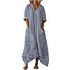 Generico Vestito Donna Elegante con Taschen Abito Estivo Boho Chic Vestito Lungo Cerimonia Caftano Copricostume Mare Maxi Abito Fluido Leggero Traspirante Taglie Forti Vacanza Casual (A04,4XL)
