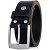 Lindenmann cintura uomo cintura in pelle di bufalo, 40 mm di larghezza e 3,5 mm - 4 mm di spessore, nero, Farbe/Color:nero, Size US/EU:Bundweite 145 cm Gesamtlänge 160 cm W 54 XXXXXL
