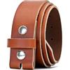 Ashford Ridge Cintura con argento bottone a pressione in vera pelle da 40 mm - Marrone Chiaro 130cm