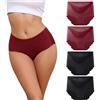 Dumwis Slip Donna Senza Cuciture,Mutande Donna Vita Alta,Microfibra Culotte Donna Invisibili,Morbide Intimo Sexy Donna,Elasticizzate Comode Mutandine Donna Briefs Pacco da 4(S-3XL)