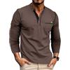 HZQIFEI Maglietta da Uomo Henley Manica Lunghe Casuale Henley Shirt Leggero Uomo T Shirt Manica Lunga Vintage CS01 (Marrone, XL)