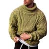 CreoQIJI Maglione da uomo, pullover da uomo, nero, in lana | Maglione da uomo invernale, collo alto, in lana, da uomo, slim fit, caldo, maglione in lana merino da uomo, verde, L