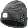 ATNKE LED Bluetooth Cappello con Luce,USB Ricaricabile 4 LED Senza Fili Musicale Altoparlante Corsa Cappello Invernale Calda Maglia Berretto con Pile Foderato Regali per Uomo e Donna/Limestone Gray