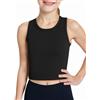 Haloumoning Canotte per Ragazze Bambine Canotte a Costine Maniche Corte Top Basic Canottiera 5-14 Anni, Nero, 5-6 Anni