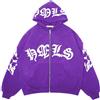 Silver Basic Giacca Y2K da Uomo Felpa con Cappuccio Hip-Hop Style Pullover Zip Hoodie a Maniche Lunghe Y2k Streetwear Tops XL,Purple-2