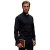 ALVIPERI - Camicia Prete Uomo Clericale con Colletto da Prete Bianco, Vestito da Prete, Sacerdote Predisposto per l'Inserimento del Collarino, Tessuto Easy-Care Stiro Facile (39, Nero)