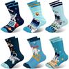 Queenshin 6 Paia di Calze Ragazzo Calzini Bambino con Modello Astronauta Blu Infantile Calzini Crew Regalo Morbido in 5-8 Anni Taglia 28-32