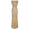 AnyuA Abito Cerimonia da Donna Vestito Lungo Paillettes Senza Maniche Maxi Oro M