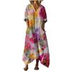 Generico Vestito Donna Elegante con Taschen Abito Estivo Boho Chic Vestito Lungo Cerimonia Caftano Copricostume Mare Maxi Abito Fluido Traspirante Taglie Forti Spiaggia Vacanza Estivo (A37,S)