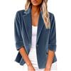 Generic Blazer da donna in velluto a coste con risvolto a tacca, giacca autunno inverno vintage tinta unita, cardigan con maniche a tre quarti, giacca da lavoro casual testurizzata per lavoro quotidiano e