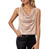 Vuncio Top Paillettes Donna Elegante Carnevale Cerimonia Canotta Camicie con Brillantini Donna Senza Maniche Scollo a V Festa Sera Cocktail Taglia Grande Tunica Bluse (Rose Gold, M)