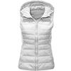 Fulidngzg Gilet Imbottito Donna Uomo Invernale Trapuntato con Cappuccio e Zip Piumino Smanicato 100 Grammi Casual Leggero Elegante Primaverile per Lavoro Sportivo,Bianco,M