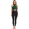Alvivi Tuta Intera per Pattinaggio Artistico Donna Monospalla con Strass Bodysuit Leotard Ginnastica in Rete Trasparente Jumpsuit Danza Latina Allenamente Verde scuro S