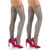 sesto senso 2 paia Calze Autoreggenti Opache Microfibra 40 den Coprenti Donna XS/S 34-36 Grigio