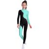 Kaerm Body Danza Classica Bambina Ginnastica Artistica Tuta Intera da Pattinaggio Artistico Maniche Lunghe Balletto Leotards Jumpsuit Sportiva da Allenamento Dancewear Verde chiaro 7-8 anni