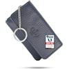 Baur since 1976 Baur portachiavi da donna in vera pelle - astuccio chiavi con anello in metallo e chiusura a bottone - piccolo portafoglio con cerniera per banconote, monete e carte (Blu scuro)