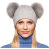 Brillabenny Cappello Cuffia Cashmere Pelliccia Vera Doppio PON PON Donna Berretto Inverno Regalo Lusso Hat Fur
