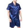 Sanraflic Pigiama da uomo corto in raso con maniche corte e set di pantaloni, L