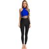 Alvivi Tuta Intera per Pattinaggio Artistico Donna Monospalla con Strass Bodysuit Leotard Ginnastica in Rete Trasparente Jumpsuit Danza Latina Allenamente Blu M