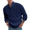 Generic Maglione da Uomo con Colletto Alto e Bottoni, Lavorato a Maglia a trecce, Spesso, Casual, alla Moda, Autunno Inverno, Maglione Termico Intrecciato, Blu Navy, Taglia XL