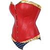 Hengzhifeng Bustino Corsetto Pelle Steampunk Donna Cosplay M Rosso