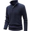 MeiLayM Maglioni Uomo Pullover Invernali Collo Alto Maglione con Zip Tenere Caldo Maglia a Costine Casual Giacca a Pullover Giubbetto in Pile a Maniche Lunghe Pullover Blu,M